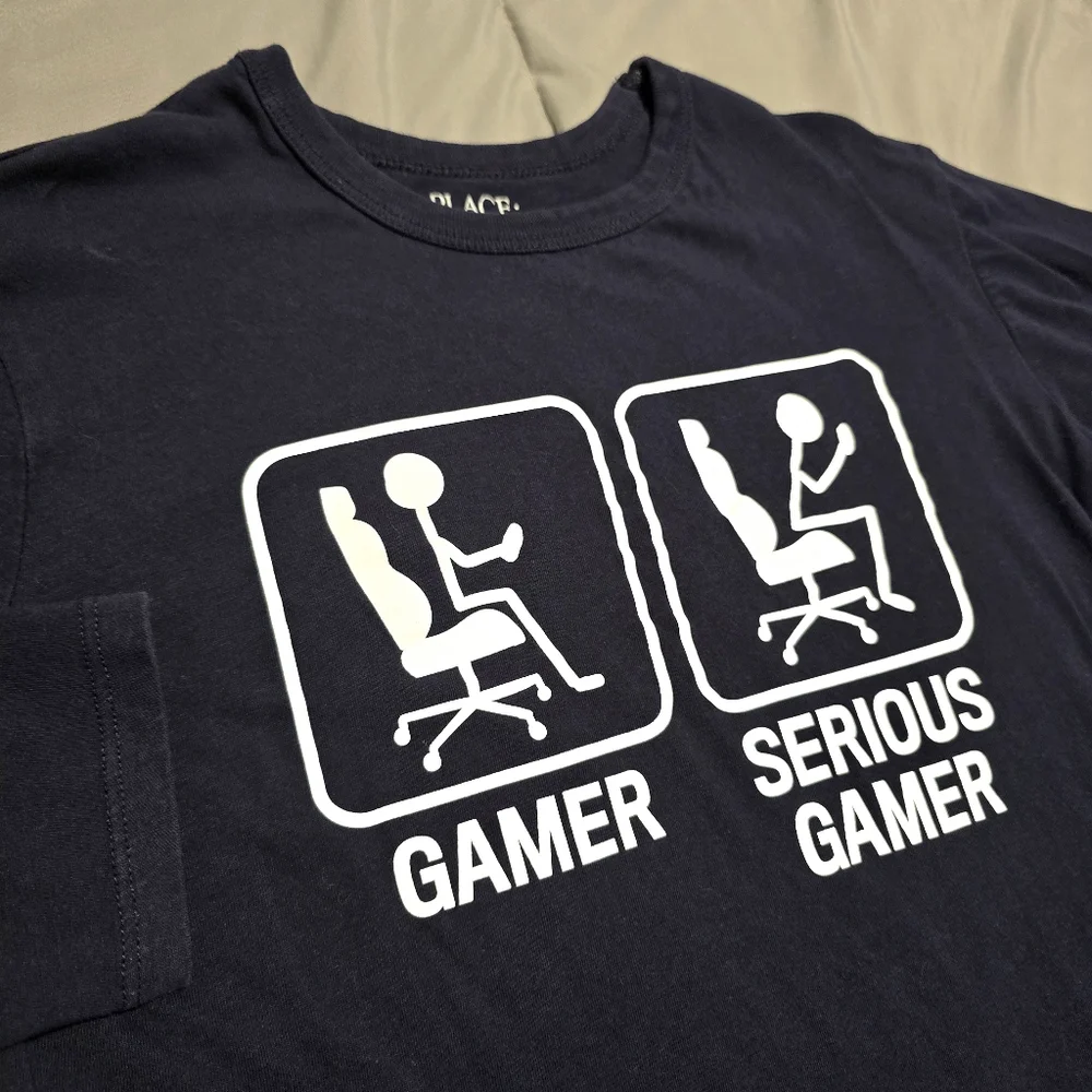The‎ Childrens Place Boys Gamer Long Sleeve Shirt Blue White Size Large 10/12